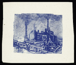 1922 Burbach Steelworks, 5Fr. blue proof of centre