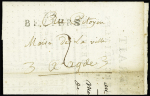 Circulaire "extrait des mercuriales de la ville de Béziers" pour Agde avec au verso marque manuscrite "Deb de Bédarieux" (An 11) - L n°2, ind 19