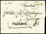 Lettre avec MP rouge "33 Gignac" pour Millau réexpédiée à Moulagnac avec au verso MP rouge "Deb 33 Gignac" (1808), ind 21, jolie pièce
