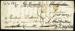 Lettre avec au verso MP "Deb 37 Grenoble" + "Deb 33 Montpellier" (1816), ind 15 et ind 18. TB