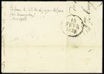 Lettre avec cachet d'essai rect "Montpellier 33 18 février 1828" (lettres de 2mm de haut), ind 22. TB
