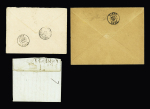 Lozère : lettre avec marque manuscrite "Pompidou" (L n°1 - 1790, ind 20) + 2 lettres AFF n°90 OBL CAD pointillé "Pompidou Lozère" (1897 et 1899). TB