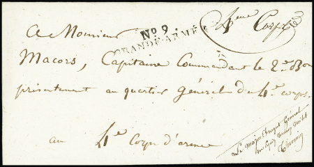 Lettre de Marienwerder (1807) avec MP noire "n°9 Grande Armée". TB