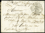Lettre de Toulon (1830) avec au verso "Deb 33 Montpellier" + "A Armée EXPDre d'Afrique". TB