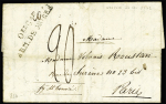 Lettre avec MP "Qer Gal Arm. De Morée" d'Ijauplie (23 fev 1831) pour Paris avec entaille de purification. TB