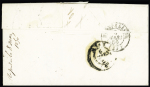 N°3, 20c noir, OBL grille + T14 "Tournus (70)" (1850,