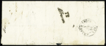 N°3 OBL grille + T15 "Montpellier (33)" (1850) sur lettre, ind 12. TB