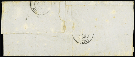 N°13 en paire OBL PC 3793 + T22 "Menerghin Algérie" (1860) sur lettre, ind 22. TB