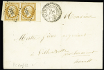 N°13 en paire, BDF à droite OBL PC 3195 + T22 "St Martin de Londres (33)" (1856) sur lettre, ind 12. TB