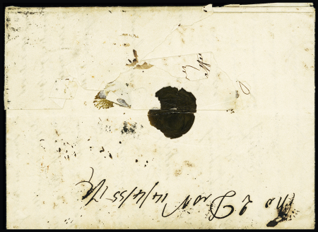 N°13 + 14 (touchés) + 17 OBL gros points de Paris sur lettre pour Port-Louis (Ile Maurice) avec grand cachet ovale noir "Packet letter Mauritius" au recto. TB