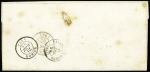 N°15, 25c bleu, OBL PC 904 + T22 "Colle de Dèze (46)" (1854) sur lettre. TB