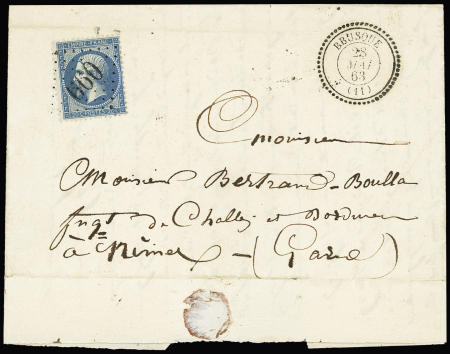 N°22 OBL GC 660 + T22 "Brusque (11)", Aveyron 1863
