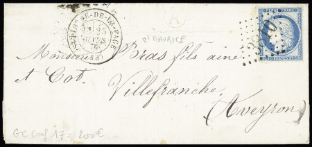 N°60 OBL GC 3810 + T17 "St Maurice de La Page (33)" (1870) sur lettre, ind 17. TB
