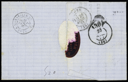 N°60 OBL PC du GC 420 + T17 Belfort (1872) et Allemagne