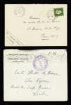 Lot intéressant de 21 plis et documents dont LF de la délégation française à la commission italienne d'armistice et 1 carte + insigne métallique de la Légion francaise des combattants. TB