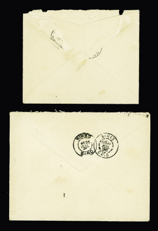 2 lettres AFF n°90 OBL CAD perlés "La Roque Ste Marguerite Aveyron" (1894) et "Coussergues Aveyron" (1894). TB