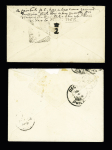 2 lettres avec affranchissement mixte de réexpédition : n°97 + USA n°64 (1883) et n°97 + Italie n°61 (1898)