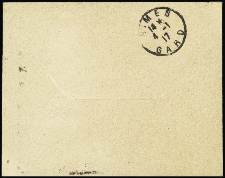 N°138 OBL Chateauneuf de Randon Lozère (1.1.1917 - 1er jour du tarif à 15c) sur lettre avec taxe n°28, 5c bleu OBL Nimes (simple taxe par tolérance). TB