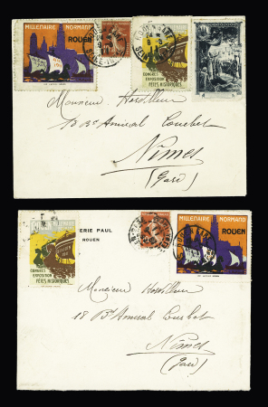 5 lettres avec diverses vignettes du millénaire normand de 1911. TB