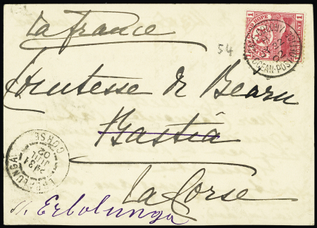 CAP de Bonne Espérance n°54 OBL CAD "Cape colony ocean post office" (1902) sur petite carte postale "Union Castle Line RMS Dunvegan Castle". TB