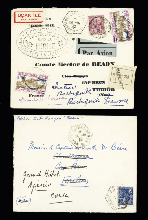 15 lettres avec CAD hexagonaux d'agences embarquées dont croiseur-école Jeanne d'Arc, porte-avions-Béarn, croiseur Jules Michelet, cuirassé Courbet, cuirassé Provence, croiseur Duquesne. TB