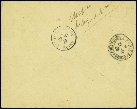 17/21-11-1929 voyage retour record distance Costes et Bellonte - lettre recommandée AFF divers Kouang-Tchéou avec signature autographe de Costes (M29 Indochine). TB