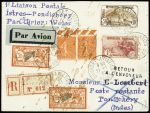 Même vol - Lettre recommandée avec griffe manuscrite "1e liaison postale Istres -Pondichery par Girier-Weiss" (M252). TB