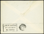 Andorre n°35 OBL hex pointillée "Encamp vallées d'Andorre" (1937) répétée à côté sur lettre. TB