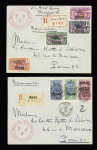 Afrique : 11 lettres recommandées avec cachet rouge avec fleurs de lys "Mission Bourbon Tunis - Tchad : 7 du Ouargla, 1 du Nigéria OBL Kano et 1 d'Oubangui - Chari OBL Fort - Archambault. Très bel ensemble rare