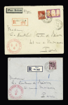 Afrique : 11 lettres recommandées avec cachet rouge avec fleurs de lys "Mission Bourbon Tunis - Tchad : 7 du Ouargla, 1 du Nigéria OBL Kano et 1 d'Oubangui - Chari OBL Fort - Archambault. Très bel ensemble rare