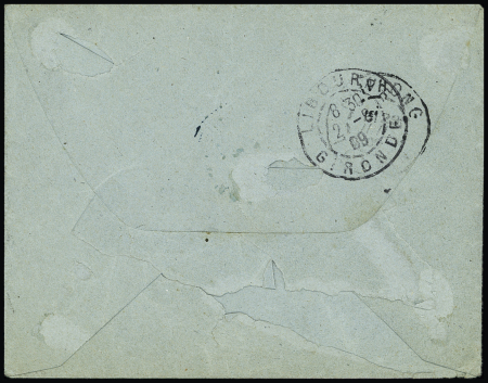 Indochine n°28 OBL Vinh Annam (1909) sur lettre avec cachets bleus "poste rurale province de Nghe-An An-Hau" et "poste rurale province de Nghe-An Oua-Lo". Rare et TB