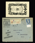 6 env. et 1 circulaire de négociants en timbre-poste avant 1940. TB