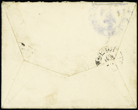 Lettre en franchise avec CAD "Corr. D'armées Salonique Fr" (1897) + mention manuscrite "Croiseur Bugeaud Dion navale de la Crète". TB