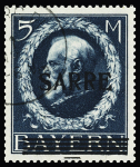 1920 Overprinted Bavaria issues, 5M Blue, with variety