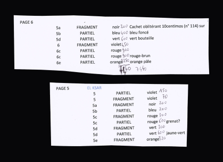 El Ksar : 7 fragments + 9 fragments avec adresse partielle.