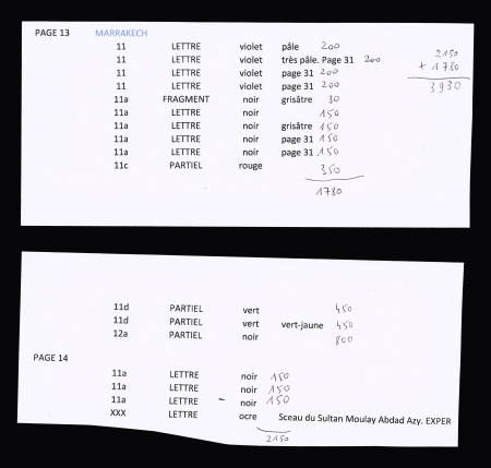 Marrakech : 1 fragment, 4 fragments avec adresse partielle,