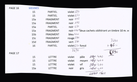 Meknès : 6 fragments, 4 fragments avec adresse partielle,