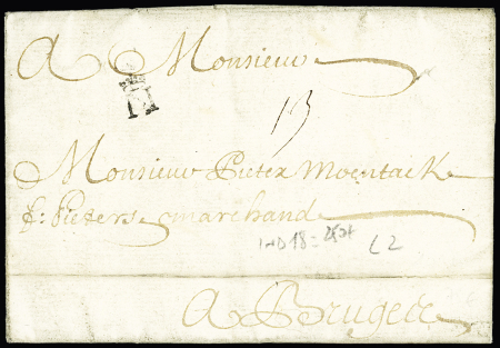 Lettre de Nantes (1716) pour Bruges (L n°2 - ind 18).