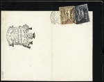 N°83 + 85 OBL Toulouse (1878) sur faire-part de deuil avec marque illustrée "Agence Gle de distribution Adon du Messager Place St Etienne". TB
