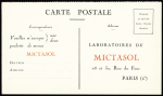 N°42, 7 1/2c lilas sur carte postale des Laboratoires