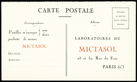 N°42, 7 1/2c lilas sur carte postale des Laboratoires