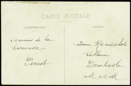N°137 OBL CAD "Nancy kermesse" (1913) sur carte postale avec vignette verte de la kermesse. Rare et TB