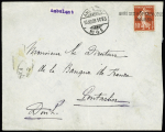 N°138 OBL petite griffe "Gare des hopitaux-Jougnes (Doubs)" + CAD suisse "Ambulant n°6" (1909) sur lettre. TB