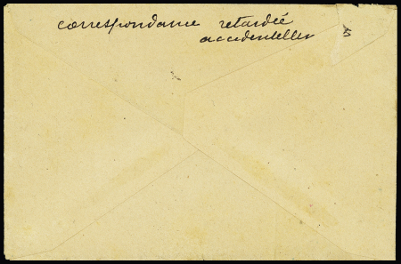 N°199 OBL Montpellier RP (1951) sur lettre avec griffe "Correspondance retardée accidentellement" (lettre du 29 dec 1928 récupérée en 1951!). RR et TB