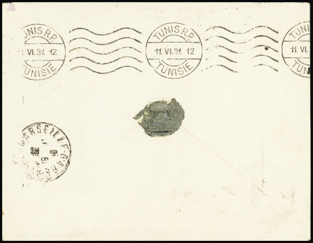 Caisse d'amortissement. N°266 + 267 + 159 + 272 OBL Bordeaux (1931) sur lettre par avion pour Tunis. TB