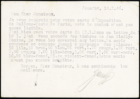 TYPE DULAC N°682 + 675 OBL Josefov (1946) sur entier