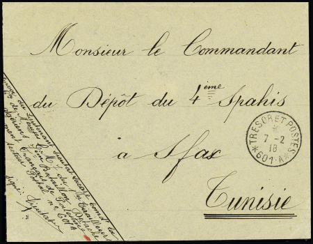 LF avec CAD "tresor et postes 601A" (1918 - Détachement français de Palestine). TB