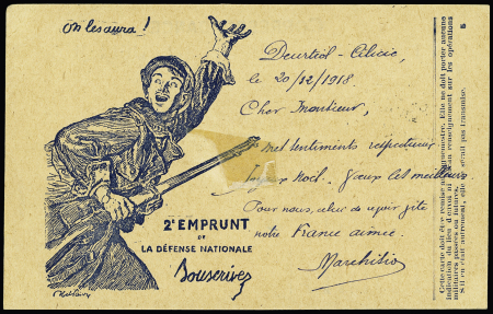 CPFM avec CAD "tresor et postes 601B" (dec 1918 Palestine) pour Nice avec CAD de transit Deurt-Yol (Cilicie). RR et TB