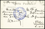 CP en franchise avec cachet bleu "Hopital auxiliaire Alexandra Monte-Carlo le directeur administrateur general" (1917). TBCP en franchise avec cachet bleu "Hopital auxiliaire Alexandra Monte-Carlo le directeur administra