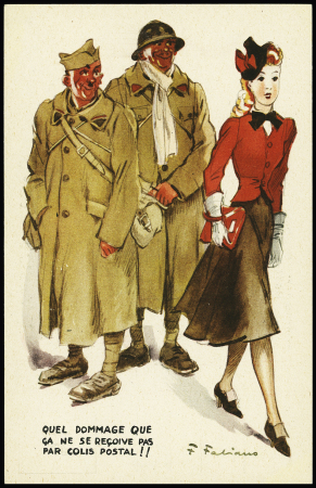 Très rare série complète de 42 cartes postales de franchise militaire humoristiques en couleurs Byrrh. TB